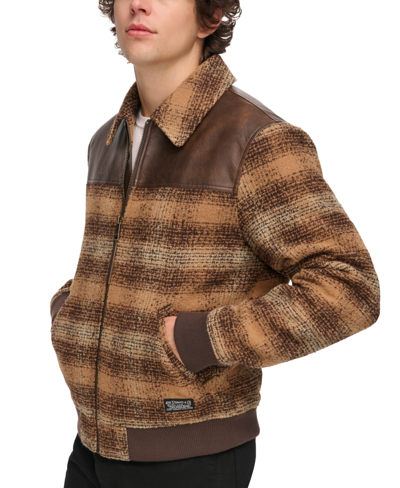 Levi's Men's Plaid Bomber Jacket In Brown Multi