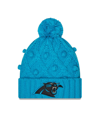 New Era Blue Carolina Panthers Toasty Cuffed Knit Hat With Pom In Blue