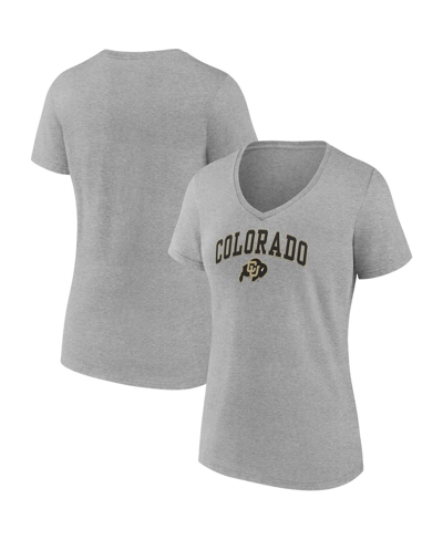 Fanatics Women's  Heather Gray Colorado Buffaloes Evergreen Campus V-neck T-shirt