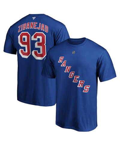 Fanatics Men's Mika Zibanejad Blue New York Rangers Team Authentic Stack Name And Number T-shirt