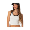 Edikted Alix Lace Rib Crop Tank In White
