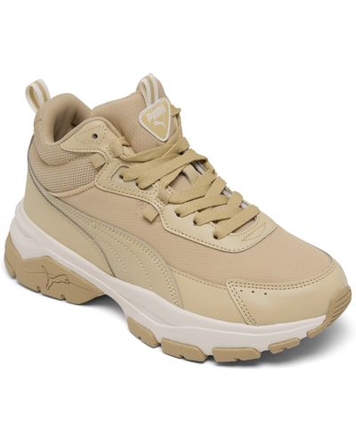 Puma Women's Cassia Via Mid Casual Sneaker Boots From Finish Line In Frosted Ivory,future Pink