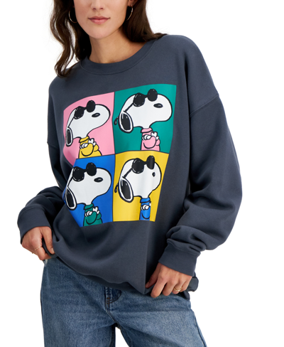 Grayson Threads, The Label Trendy Plus Size Snoopy Grid Graphic Sweatshirt In Gray