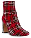BETSEY JOHNSON WOMEN'S BLANCHE PLAID HEELED BOOTIE