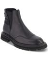 KARL LAGERFELD MEN'S TUMBLED LEATHER SIDE-ZIP CHELSEA BOOTS