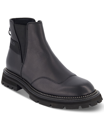 Karl Lagerfeld Men's Tumbled Leather Side-zip Chelsea Boots In Black
