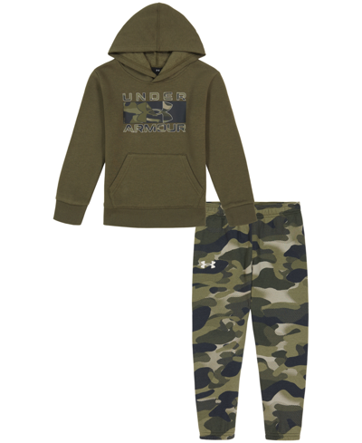 Under Armour Kids' Toddler Boys Neo Camo Lock-up Hoodie And Joggers Set In Marine Od Green