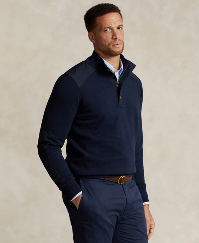 Polo Ralph Lauren Men's Big & Tall Cotton Hybrid Sweater In Piper Navy