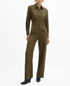 Mango Cotton Pockets Jumpsuit Khaki