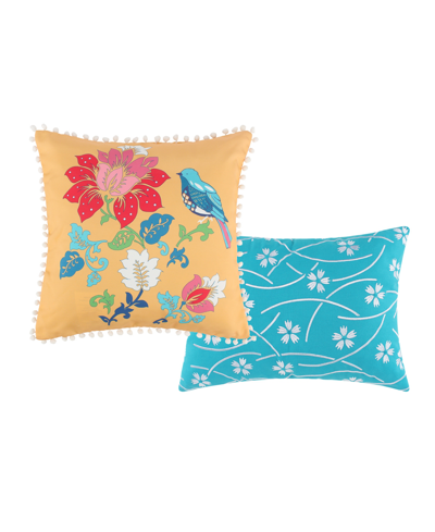 Greenland Home Fashions Thalia Embellished Decorative Pillow Set, 18" X 18" & 14" X 20" In Multi