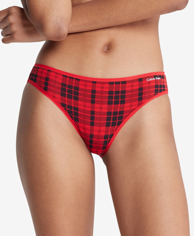Calvin Klein Cotton Form Bikini Underwear Qd3644 In Scottish Print