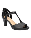 Easy Street Flash Womens Zipper Man Made T-strap Heels In Black