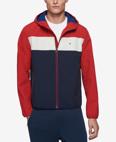 Tommy Hilfiger Men's Hooded Soft Shell Jacket In Red,white,blue