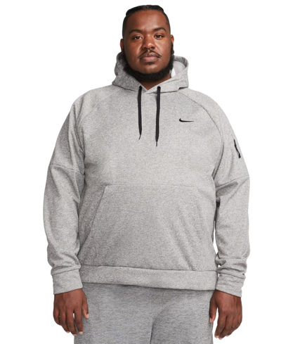 Nike Men's Therma-fit Long-sleeve Logo Hoodie In Dark Grey Heather,black