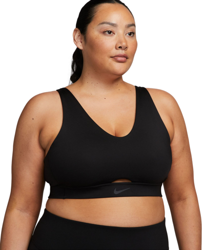 Nike Women's Indy Plunge Cutout Medium-support Padded Sports Bra (plus Size) In Black