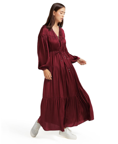 Belle & Bloom Window Seat Tiered Maxi Dress In Red