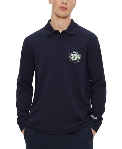 Hugo Boss Boss By  Men's Boss X Nfl Long-sleeved Polo Shirt In Dark Blue