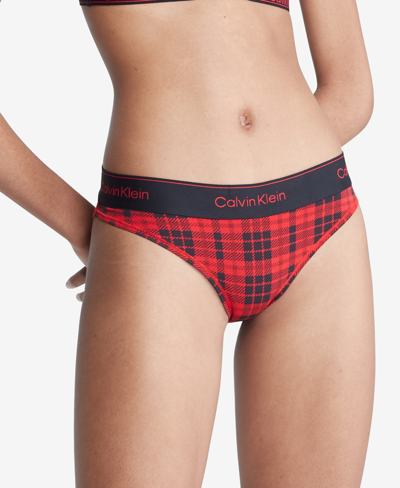 Calvin Klein Women's Modern Cotton Holiday Bikini Underwear Qf7778 In Scotch Plaid Rouge