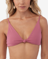 O'neill Oneill Juniors Saltwater Solid Pismo Knot Front Bikini Top Bottoms In Berry