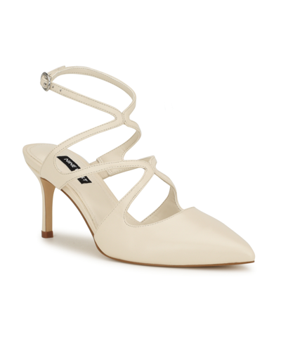 Nine West Women's Maes Strappy Pointy Toe Stiletto Dress Pumps In Cream Leather