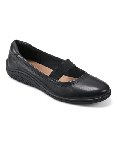 Easy Spirit Golden Ballet Flat In Black Leather