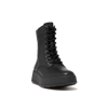 Fitflop F-mode Lace-up Leather Flatform Combat Boot In All Black- Leather