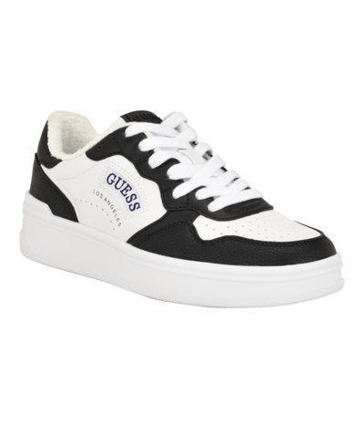 Guess Women's Sybela Lace Up Round Toe Causal Sneakers In White Manmade