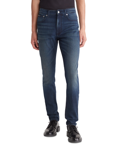 Calvin Klein Mens Body Fit Cotton Denim Jeans In Blue/black