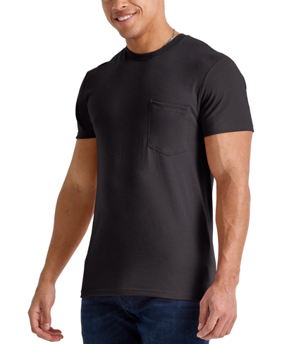 Alternative Apparel Men's Hanes Originals Tri-blend Short Sleeve Pocket T-shirt In Black - U.s. Grown Cotton