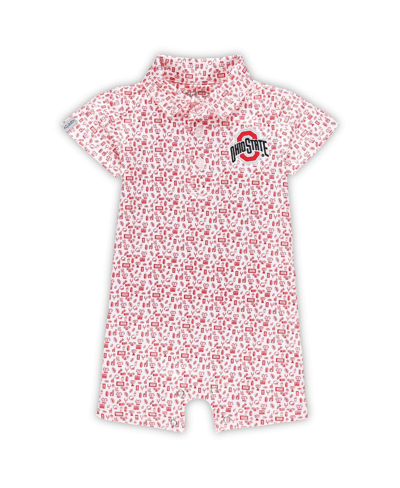 Garb Babies' Infant Boys And Girls  White Ohio State Buckeyes Crew All-over Print Polo Bodysuit In White,red