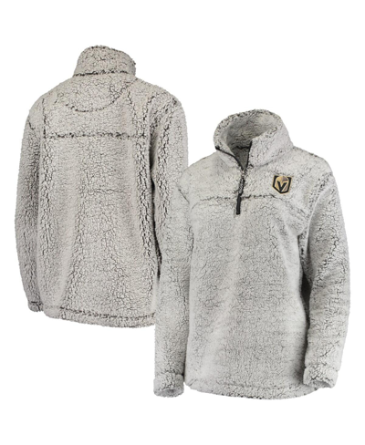 G-iii 4her By Carl Banks Women's  Gray Vegas Golden Knights Sherpa Quarter-zip Pullover Jacket