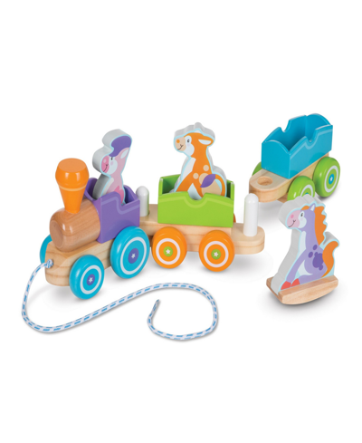 Melissa & Doug Kids'  First Play Wooden Rocking Farm Animals Pull Train In Multi