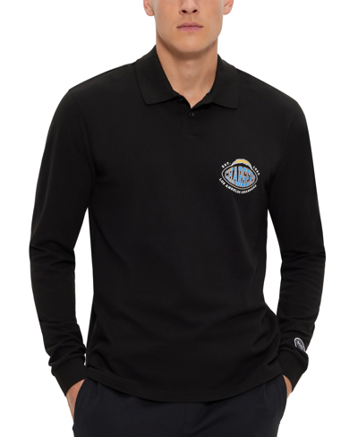 Hugo Boss Boss By  Men's Boss X Nfl Long-sleeved Polo Shirt In Black