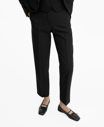 Mango Women's Wool Suit Straight Trousers In Black