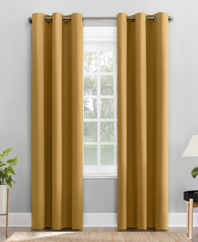 Sun Zero Preston Grommet Top Blackout Curtain Panel, 40" X 95" In Gold