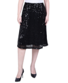 Ny Collection Plus Size Knee Length Sequined Skirt In Black