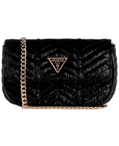 Guess Jewel Mini Flap Clutch, Created For Macy's In Black Velvet