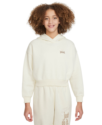 Nike Kids' Sportswear Big Girls Club Fleece Oversized Hoodie In Beige