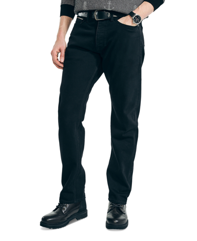 Nautica Men's Straight-fit Button-fly Jeans In Dark Obsidian Wash