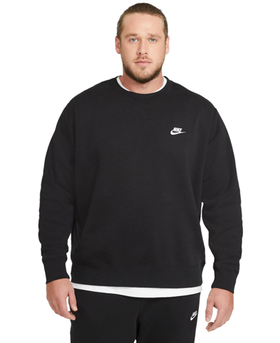 Nike Men's Club Fleece Crew Sweatshirt In Black,white