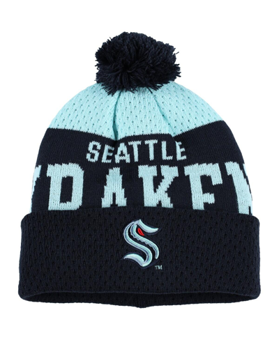 Outerstuff Kids' Big Boys And Girls Deep Sea Blue Seattle Kraken Stretchark Cuffed Knit Hat With Pom