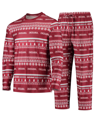 Concepts Sport Crimson Oklahoma Sooners Ugly Sweater Knit Long Sleeve Top And Pant Set In Crimson