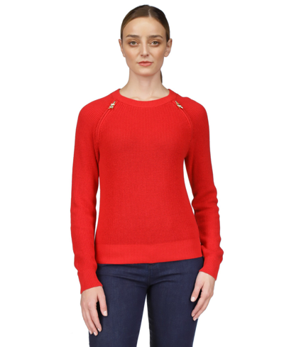 Michael Kors Michael  Women's Shaker Sweater In Crimson Red