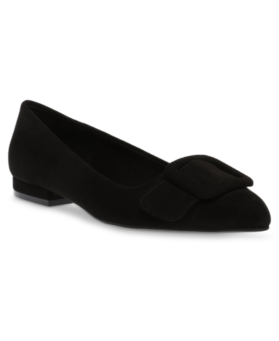 Anne Klein Women's Kalea Pointed Toe Flats In Black Microsuede