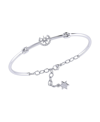 Luvmyjewelry North Star Crescent Diamond Bangle In Sterling Silver In White