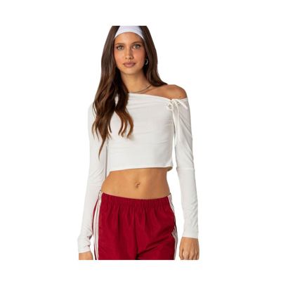 Edikted Winona One-shoulder Crop Top In White