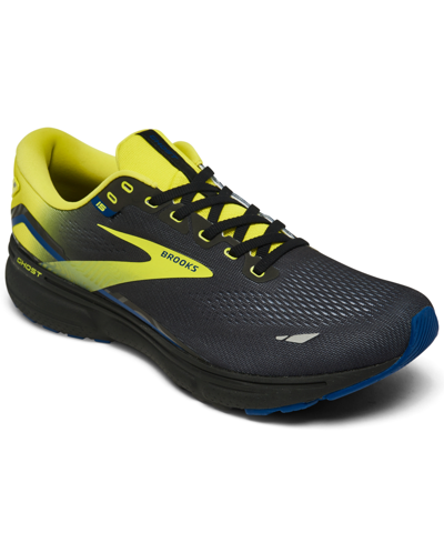 Brooks Men's Ghost 14 Running Shoes - D/medium Width In Green Gecko/blue/black In Black/nightlife/blue