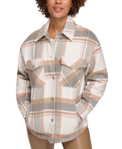 Levi's Women's Plaid Buttoned Zip-front Shacket In Leg Gry