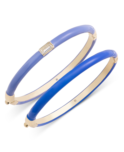 On 34th Gold-tone 2-pc. Set Enamel & Stone Hinge Bracelet, 2.3", Created For Macy's In Blue