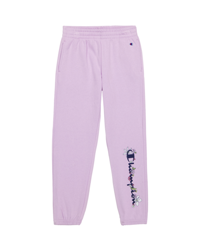 Champion Kids' Big Girls Powerblend Drawcord Joggers In Lavender Bouquet